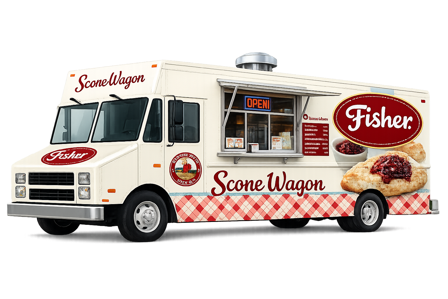 The Fisher Scones Scone Wagon parked and serving fresh scones
